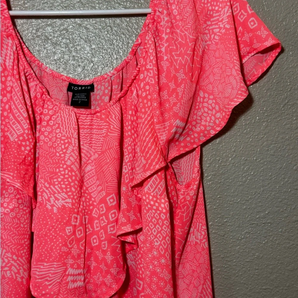 Torrid Neon Ruffle Top - Picture 4 of 5